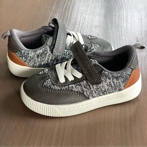 Carter's Toddler Kids Athletic Sneakers Gray Brown White 7M Hook & Loop Lace Up